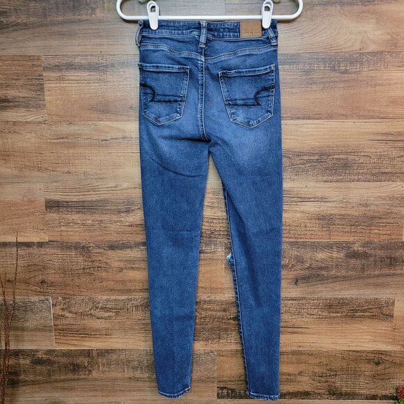 American Eagle Jeans 0 R Next Level Stretch Super Hi Rise Jegging Ripped - Picture 2 of 11